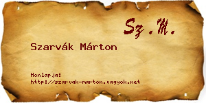 Szarvák Márton névjegykártya