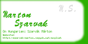 marton szarvak business card