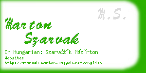 marton szarvak business card